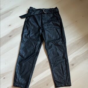 Forever 21 Black Leather-Style Cigarette pants